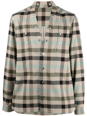 

Check-print long-sleeve shirt, Rick Owens Check-print long-sleeve shirt