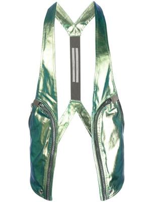 

Harness-style iridescent vest, Rick Owens Harness-style iridescent vest