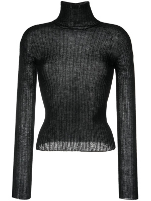 

High-neck ribbed-knit jumper, Saint Laurent High-neck ribbed-knit jumper