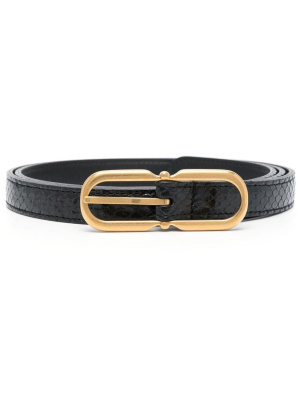 

Snakeskin-embossed leather buckle belt, Saint Laurent Snakeskin-embossed leather buckle belt