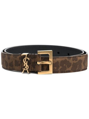 

Animal-print monogram belt, Saint Laurent Animal-print monogram belt