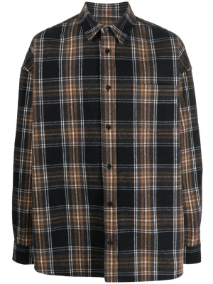 

Check-pattern cotton-blend shirt, Juun.J Check-pattern cotton-blend shirt