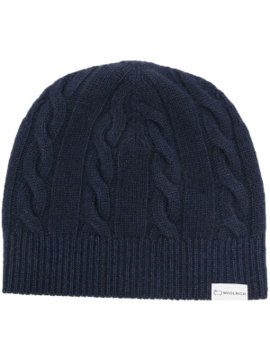 

Logo-patch cable-knit beanie, Woolrich Logo-patch cable-knit beanie