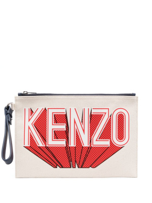 

Logo-print canvas clutch bag, Kenzo Logo-print canvas clutch bag