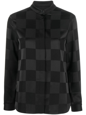 

Check-pattern collarless blouse, Emporio Armani Check-pattern collarless blouse