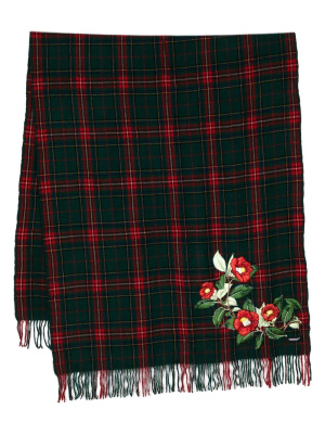 

Embroidered floral-print tartan scarf, Undercover Embroidered floral-print tartan scarf