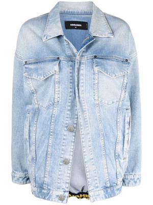 

Logo-waistband elasticated-trim denim jacket, Dsquared2 Logo-waistband elasticated-trim denim jacket