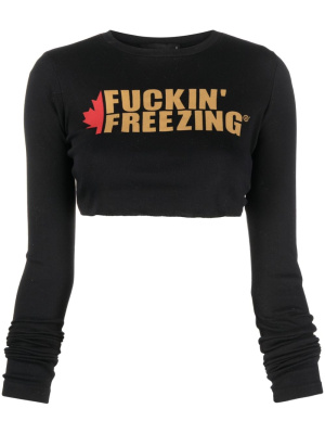 

Slogan-print long-sleeve cropped T-shirt, Dsquared2 Slogan-print long-sleeve cropped T-shirt