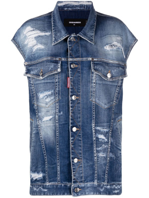 

Distressed-finish denim vest, Dsquared2 Distressed-finish denim vest