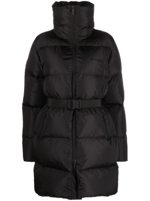 

Logo-print belted quilted jacket, Dsquared2 Logo-print belted quilted jacket