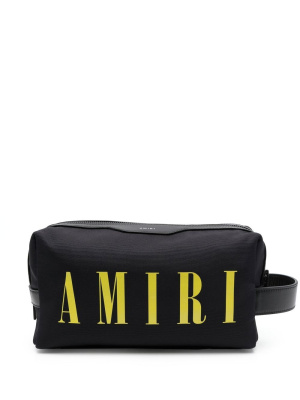 

Logo-print leather-trim wash bag, AMIRI Logo-print leather-trim wash bag