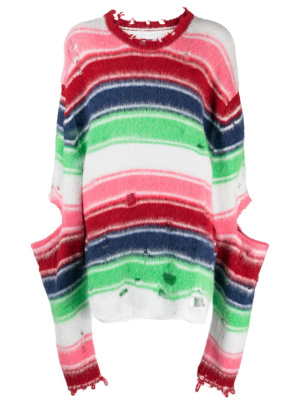 

Distressed-effect striped sweatshirt, Doublet Distressed-effect striped sweatshirt