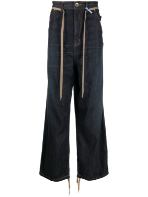 

Logo-patch belted-waist jeans, Maison Mihara Yasuhiro Logo-patch belted-waist jeans