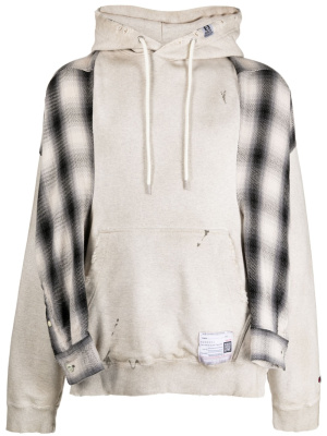 

Plaid-check layered cotton hoodie, Maison Mihara Yasuhiro Plaid-check layered cotton hoodie