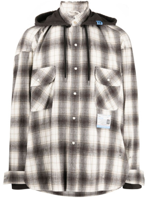 

Plaid-check cotton hooded shirt, Maison Mihara Yasuhiro Plaid-check cotton hooded shirt