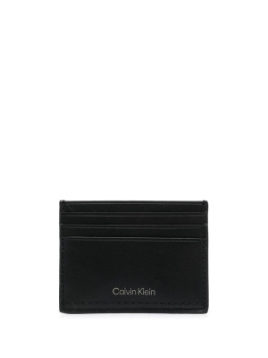 

Logo-print leather cardholder, Calvin Klein Logo-print leather cardholder