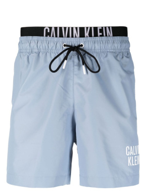 

Double-waistband logo-print swim shorts, Calvin Klein Double-waistband logo-print swim shorts