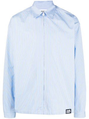 

Striped cotton-poplin zip shirt, AMBUSH Striped cotton-poplin zip shirt