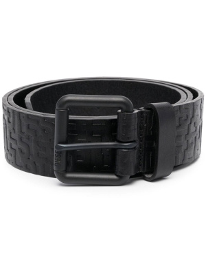

Embossed-logo print leather belt, Diesel Embossed-logo print leather belt