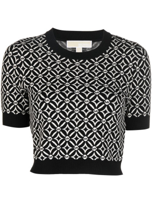 

Geometric-monogram knit top, Michael Kors Geometric-monogram knit top