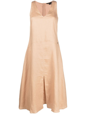 

Pleat-detail linen shift dress, Armani Exchange Pleat-detail linen shift dress