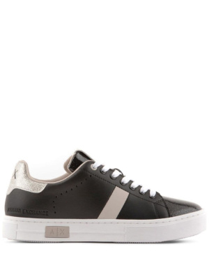 

Logo-embellished leather sneakers, Armani Exchange Logo-embellished leather sneakers