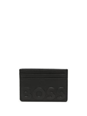 

Embossed-logo leather cardholder, BOSS Embossed-logo leather cardholder
