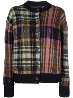 

Check-pattern wool-blend cardigan, PS Paul Smith Check-pattern wool-blend cardigan
