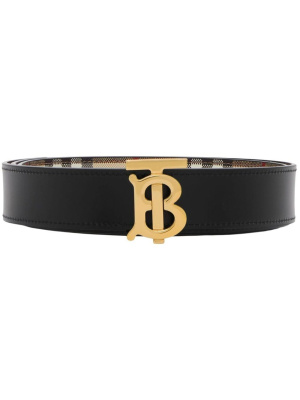 

TB monogram plaque check belt, Burberry TB monogram plaque check belt
