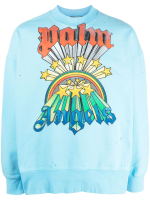

Rainbow logo-print cotton sweatshirt, Palm Angels Rainbow logo-print cotton sweatshirt