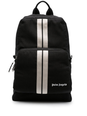 

Logo-embroidered striped backpack, Palm Angels Logo-embroidered striped backpack