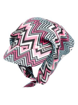 

Zigzag-print self-tie silk hat, Missoni Zigzag-print self-tie silk hat