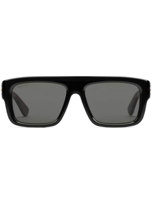 

Tortoiseshell-effect detail rectangle-frame sunglasses, Gucci Eyewear Tortoiseshell-effect detail rectangle-frame sunglasses