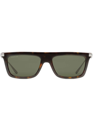 

Tortoiseshell-effect rectangle-frame sunglasses, Gucci Eyewear Tortoiseshell-effect rectangle-frame sunglasses