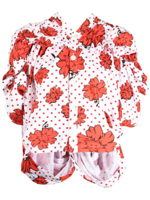 

X Shun Sudo printed ruffle-detail shirt, Comme des Garçons TAO X Shun Sudo printed ruffle-detail shirt
