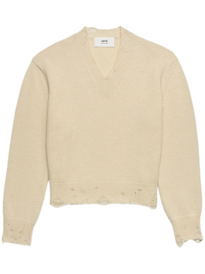 

Ripped V-neck jumper, AMI Paris Ripped V-neck jumper