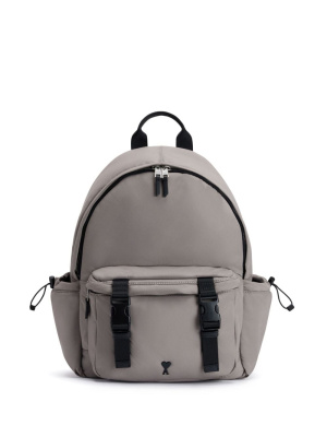 

Logo-plaque zipped backpack, AMI Paris Logo-plaque zipped backpack