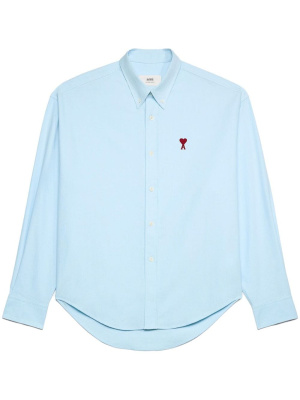 

Logo-embroidered poplin shirt, AMI Paris Logo-embroidered poplin shirt