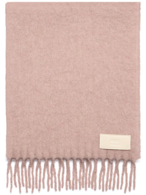 

Fringed wool-blend scarf, AMI Paris Fringed wool-blend scarf