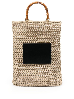 

Woven bamboo-handle tote bag, Jil Sander Woven bamboo-handle tote bag