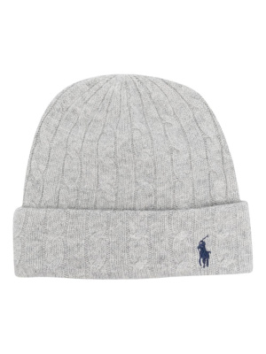 

Polo Pony-embroidered cable-knit beanie, Polo Ralph Lauren Polo Pony-embroidered cable-knit beanie