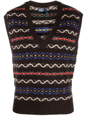 

Intarsia V-neck knitted vest, Polo Ralph Lauren Intarsia V-neck knitted vest