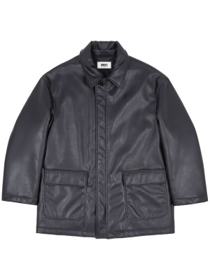 

Logo-embroidered faux-leather jacket, MM6 Maison Margiela Logo-embroidered faux-leather jacket
