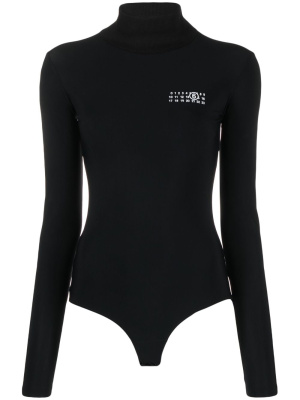 

Logo-print jersey bodysuit, MM6 Maison Margiela Logo-print jersey bodysuit
