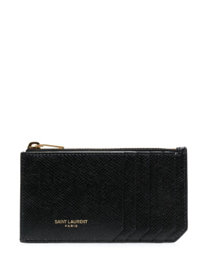 

Logo-stamp leather cardholder, Saint Laurent Logo-stamp leather cardholder
