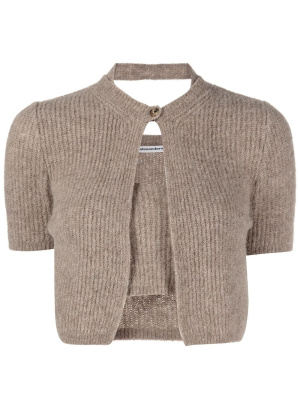 

Ribbed-knit cropped cardigan, Alexander Wang Ribbed-knit cropped cardigan