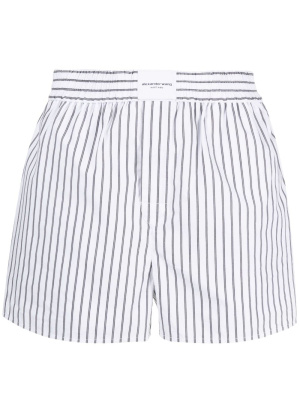 

Logo-patch striped poplin shorts, Alexander Wang Logo-patch striped poplin shorts