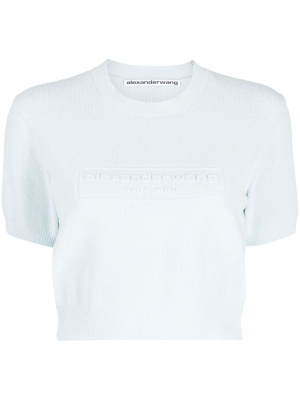 

Logo-embossed cropped knitted top, Alexander Wang Logo-embossed cropped knitted top