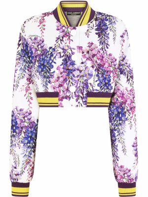 

Floral-print cropped bomber jacket, Dolce & Gabbana Floral-print cropped bomber jacket