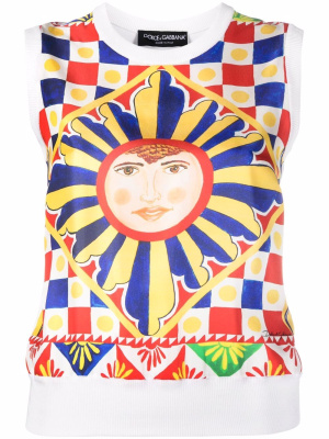 

Graphic-print silk vest, Dolce & Gabbana Graphic-print silk vest
